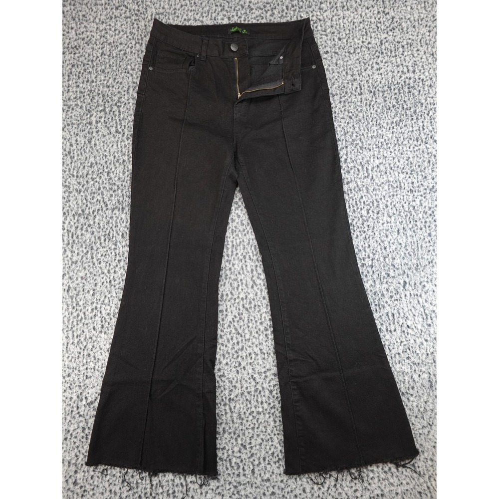 Solo Tu Flare Jeans Womens 15/32 Black Front Seam Raw Hem Repreve‎ X287